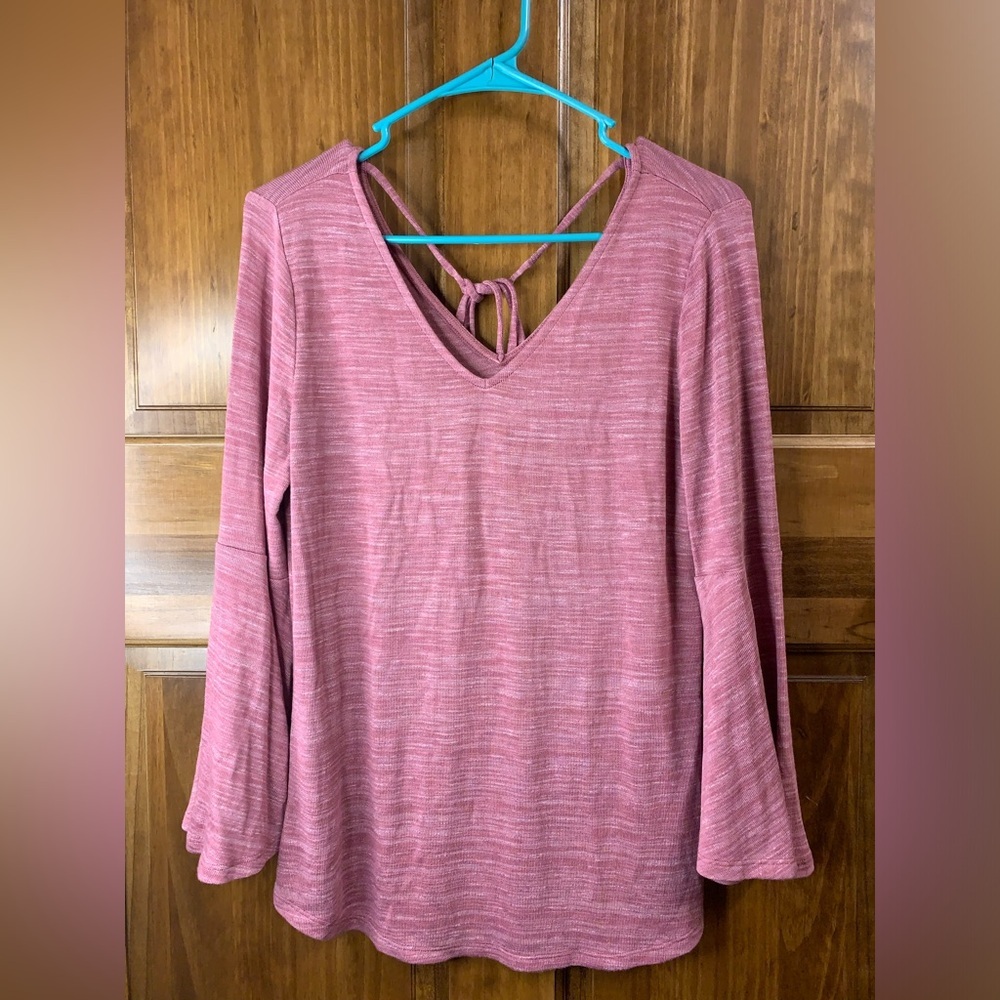Womens LOFT quarter sleeve pink blouse top size medium petite MP